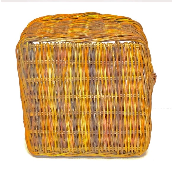 Wicker Rattan Rimmed Square Shopping Basket - Picture 7 of 8